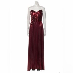 Retrofete Waldorf Strapless Metallic Burgundy Dress